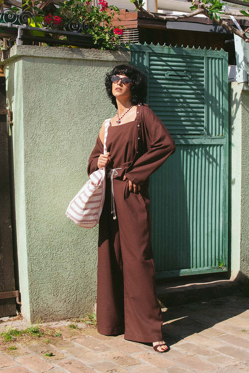 Укороченная рубашка изо льна