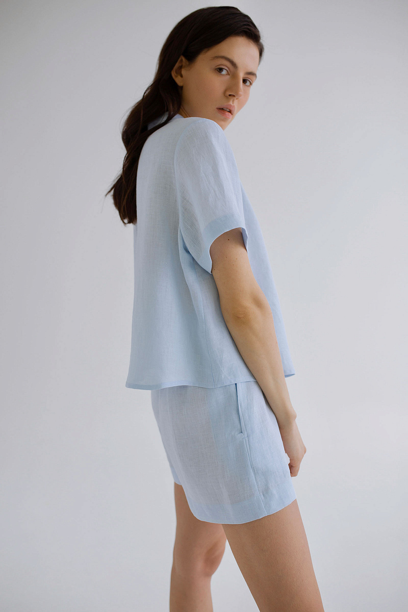 Пижамная рубашка с коротким рукавом изо льна
