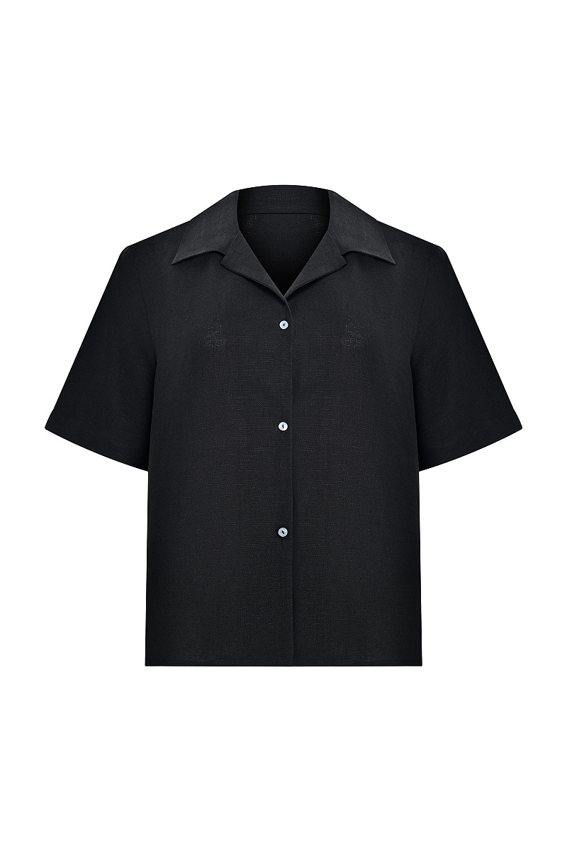 Пижамная рубашка с коротким рукавом изо льна