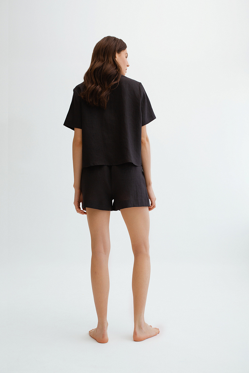 Пижамная рубашка с коротким рукавом изо льна