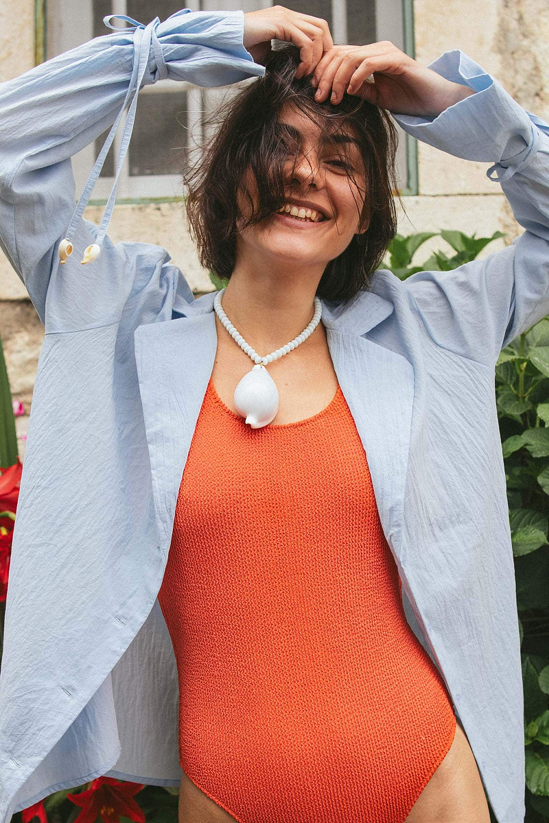 Удлиненная блузка с завязками из хлопка