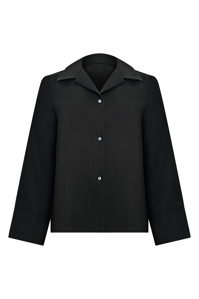 Пижамная рубашка с длинным рукавом изо льна