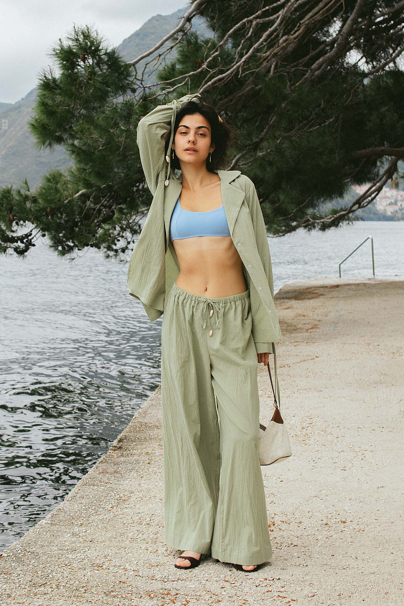 Удлиненная блузка с завязками из хлопка